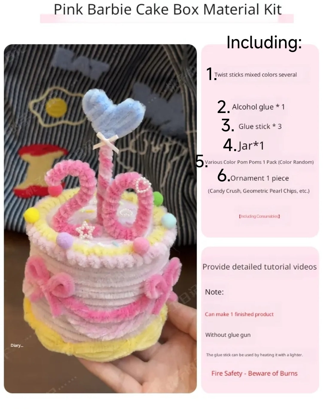 Pipe cleaner Cake Storage Box Material Kit, Girly Heart Cake Box, Birthday Gift for Partner or Bestie, Handmade Gift